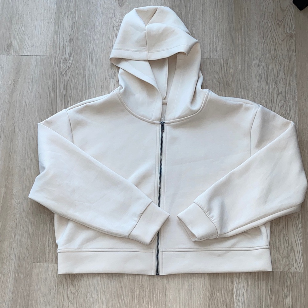 Beige Zip-Up Hoodie